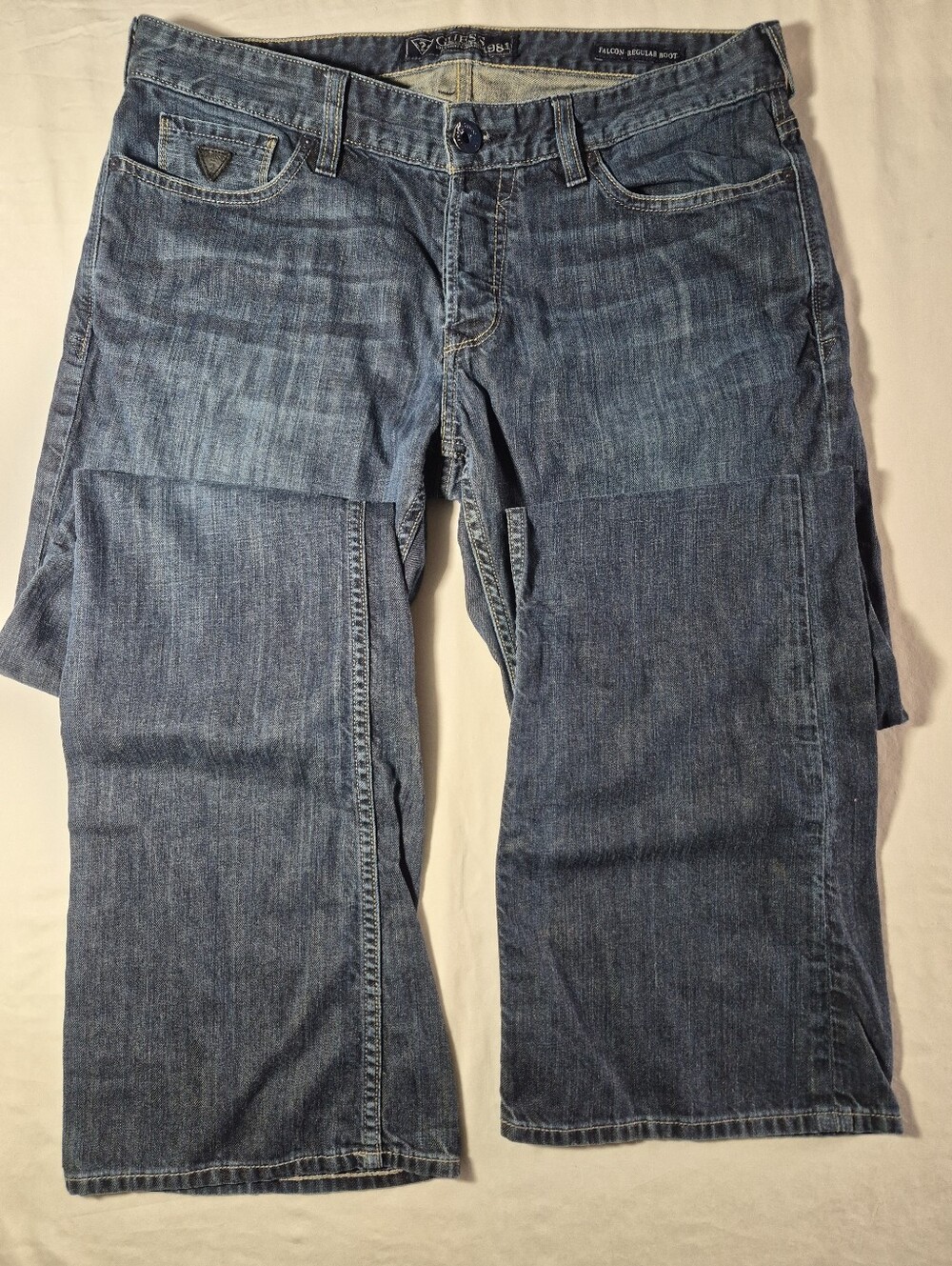 Guess Vintage Y2K Falcon Regular Boot Washed Blue Relaxed Jeans 34x32